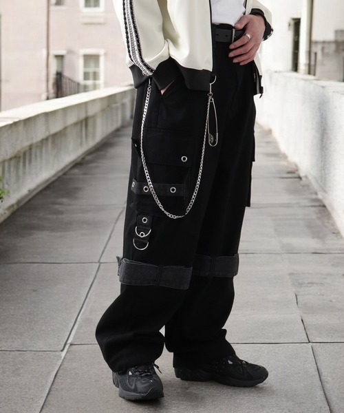 RE730 パンツ Denim cargo wide baggy pants / ワイドバギーパンツ