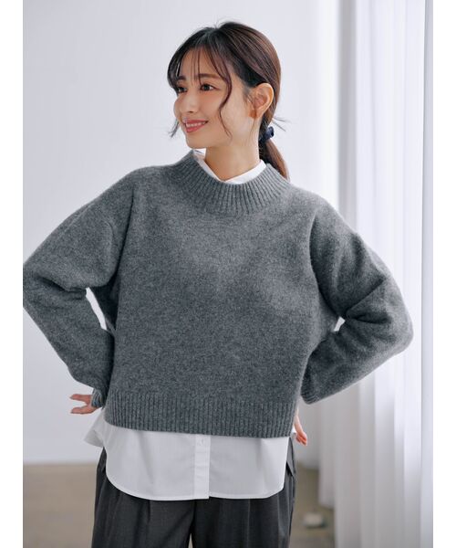 ニット セーター ウールカシミヤボトルネックニット 「低身長・小柄