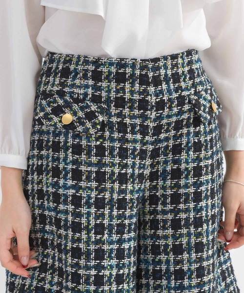 PICCIN PERLA パンツ 「セットアップ可能」チェックツイードキュロット