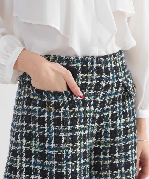 PICCIN PERLA パンツ 「セットアップ可能」チェックツイードキュロット