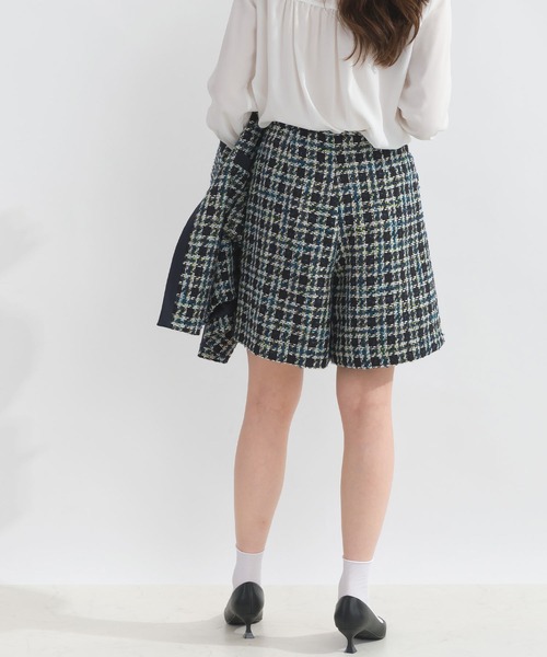 PICCIN PERLA パンツ 「セットアップ可能」チェックツイードキュロット