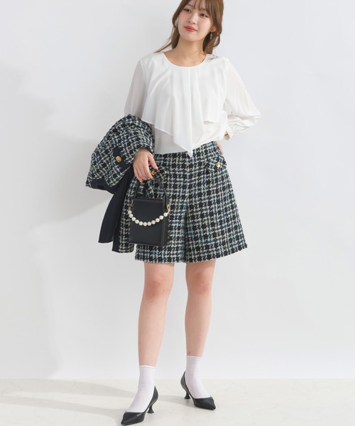 PICCIN PERLA パンツ 「セットアップ可能」チェックツイードキュロット