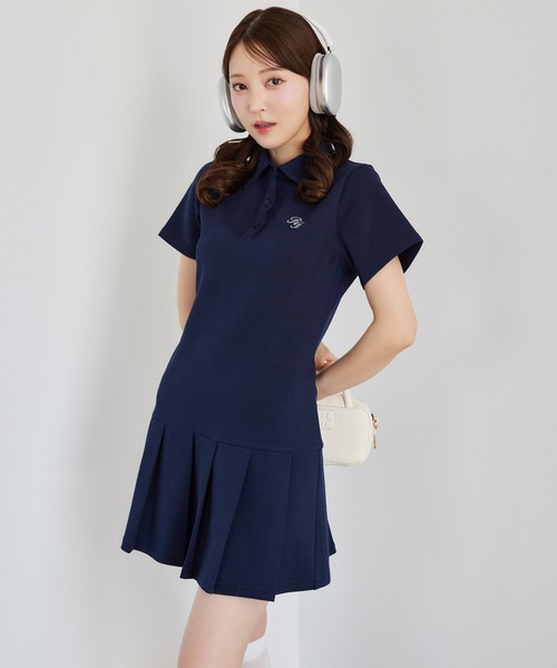 one after another NICE CLAUP ワンピース ポロ襟プリーツミニ
