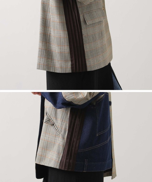 未使用級 アウラアイラ AULA AIL チェック ウール ロングポンチョ