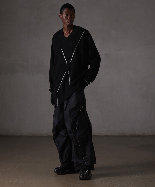 GRANCY パンツ 「GRANCY」Button Layered Design Nylon Pants / ボタン