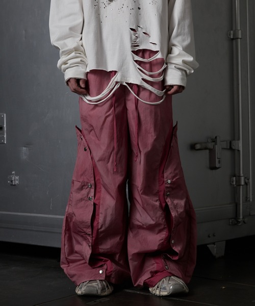 GRANCY パンツ 「GRANCY」Button Layered Design Nylon Pants / ボタン