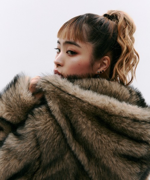 GOSSIP CLUB コート アウター フード付きファージャケット レディース