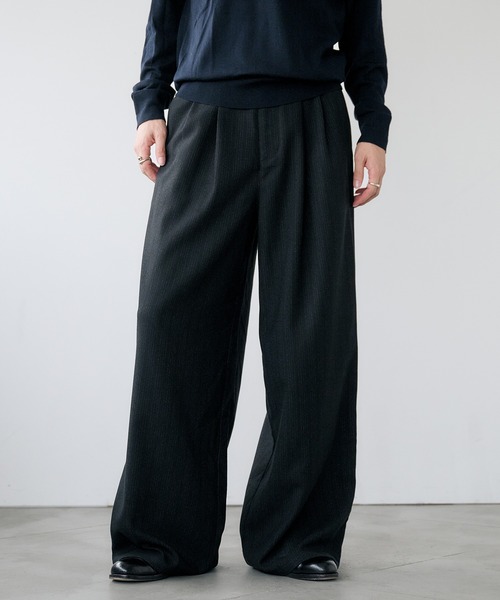 Adoon plain スラックス 2-Tuck Wide Pinstripe Slacks / 2タック