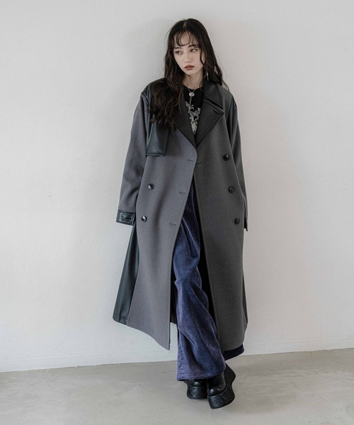 HARE（ハレ） コート チェスターコート ウーリーテックフェイクレザー