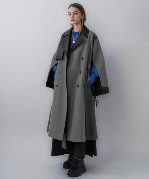 HARE（ハレ） コート チェスターコート ウーリーテックフェイクレザー