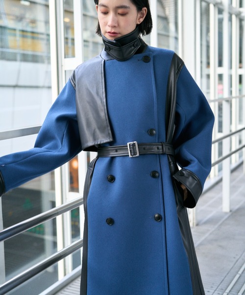 HARE（ハレ） コート チェスターコート ウーリーテックフェイクレザー