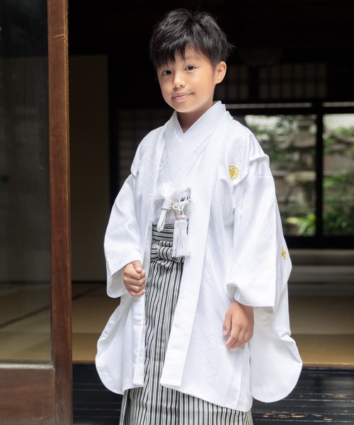 KIMONOMACHI 着物 ボーイズ 羽織袴セット 男の子 10歳 13歳 金刺繍紋