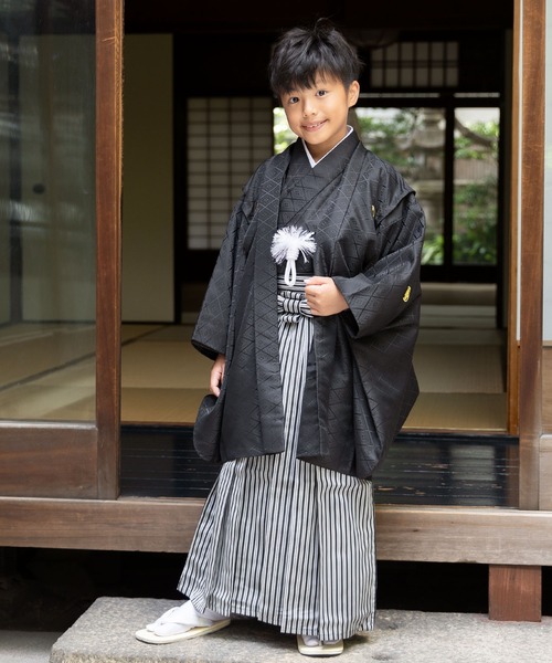 KIMONOMACHI 着物 ボーイズ 羽織袴セット 男の子 10歳 13歳 金刺繍紋