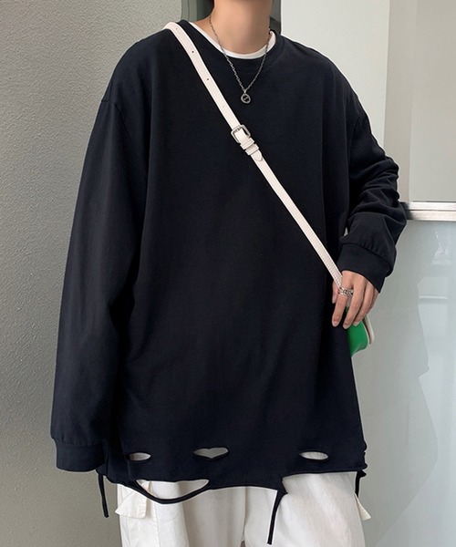 BENDER TOKYO tシャツ 「BENDER TOKYO」裾ダメージ加工 ロングスリーブ