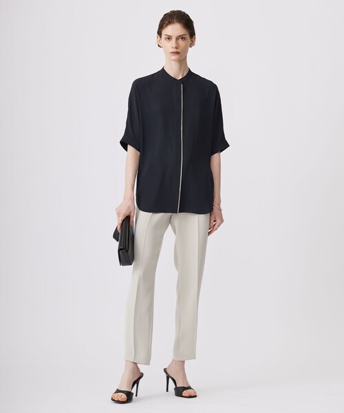 ICB（アイシービー） ブラウス シャツ BackSatinAmunzen 5分袖バンド