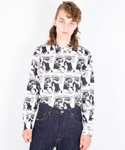 シャツ SONIC YOUTH/GOO SCRATCH柄 レギュラーカラーシャツ 🎮 メンズ