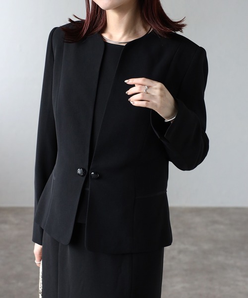 ＆HALF セットアップ フォーマルノーカラージャケット＆ワンピース2点