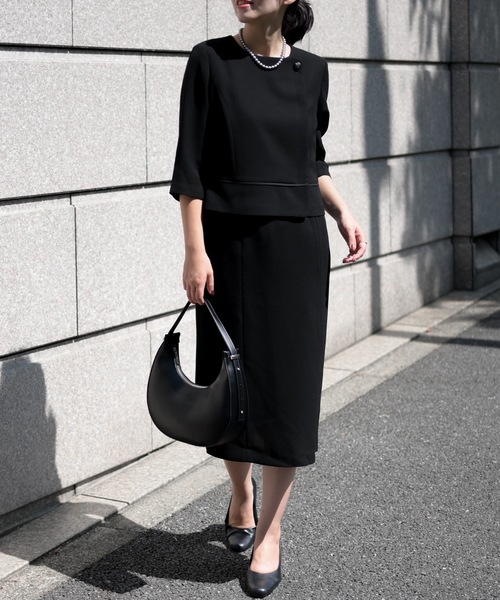 ＆HALF セットアップ フォーマルノーカラージャケット＆ワンピース2点