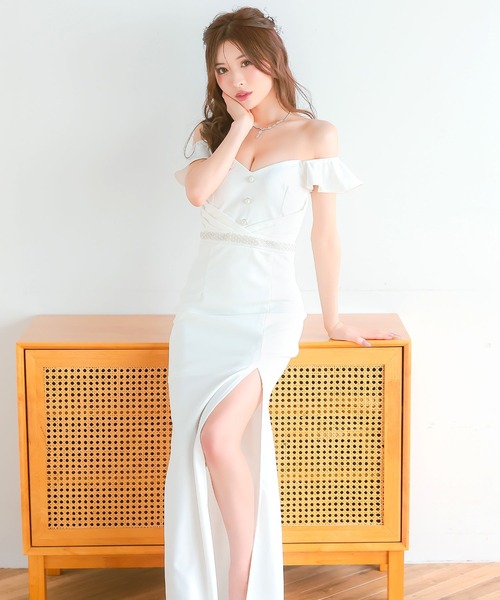 Tika（ティカ） ドレス キャバドレス ロング タイト 谷間 オフ