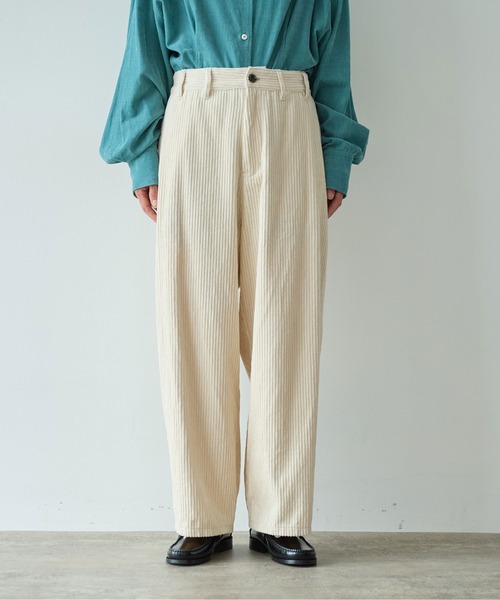 yuni パンツ コットンコーデュロイ バックゴムワイドパンツ レディース
