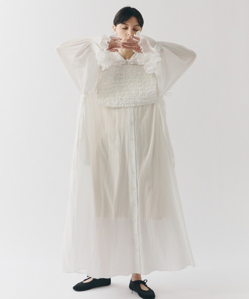 PERNA（ペルナ） ブラウス シャツ サイドリボンフリルベスト