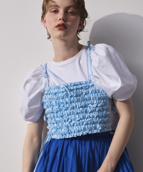PERNA（ペルナ） ブラウス シャツ サイドリボンフリルベスト