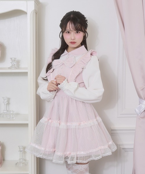 Honey Cinnamon（ハニーシナモン） ワンピース フロントリボンドット