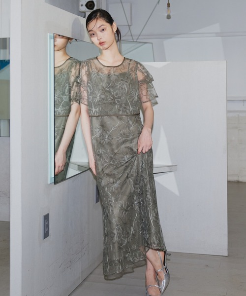 ANDRESD ドレス タックスリーブエンブロイダリードレス / tuck sleeve