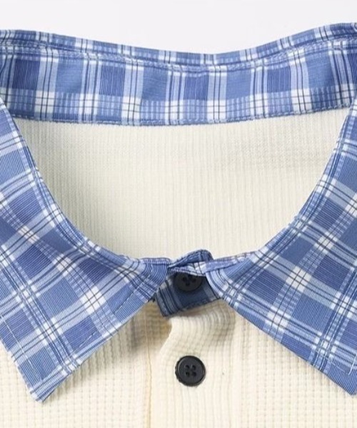 FreeZone tシャツ レイヤード風チェック襟ポロシャツ メンズ