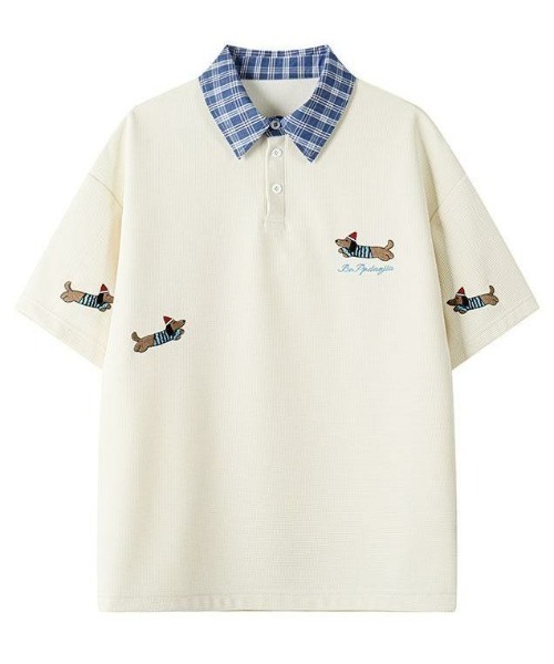 FreeZone tシャツ レイヤード風チェック襟ポロシャツ メンズ