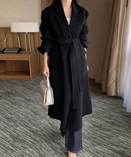 コート チェスターコート ウエストベルト付きロングコート レディース