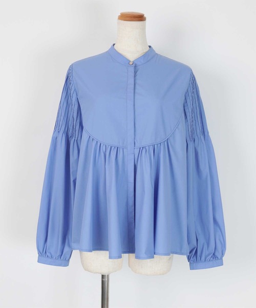 ur's（ユアーズ） ブラウス シャツ デザインスリーブバンドカラー