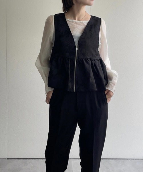 ap retro ベスト ジレ 花柄ジャガードペプラムジレ/ベスト レディース