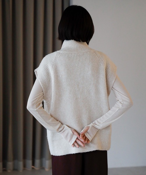 amini ベスト ジレ 「2025 AW」ダブルジップスタンドネックニット