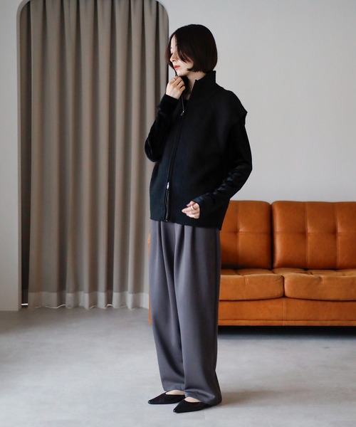 amini ベスト ジレ 「2025 AW」ダブルジップスタンドネックニット