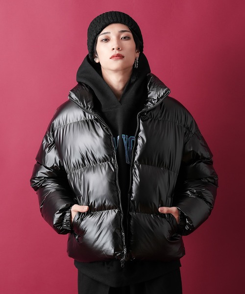 ダウンジャケット ダウン a.p.o.v. シャイニーキルティングオーバー