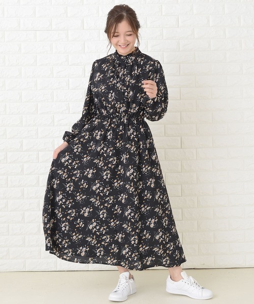 Lace Ladies（レースレディース） ワンピース 花柄フレア 長袖ロング