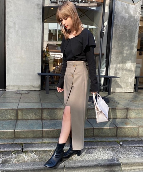 one after another NICE CLAUP スカート サイドボタンスリットスカート