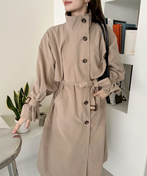 Ada. トレンチコート コート ウエストベルト付き スタンドカラー