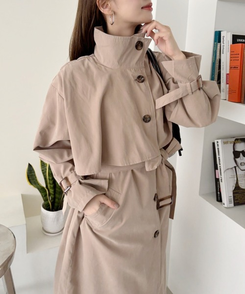 Ada. トレンチコート コート ウエストベルト付き スタンドカラー