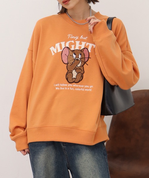 トレーナー スウェット 「Tom ＆ Jerry/トム ジェリー」サガラ刺繍 裏