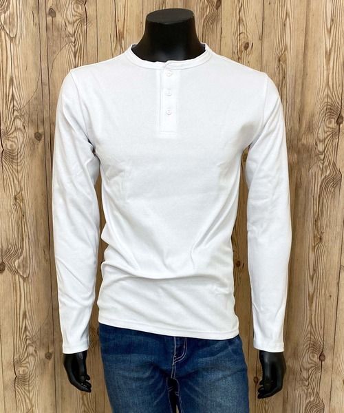 AVIREX（アヴィレックス） tシャツ リブ 長袖 ヘンリーネック Tシャツ