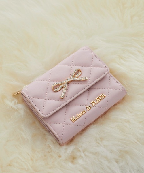 Maison de FLEUR（メゾンドフルール） 財布 リボンビジューウォレット