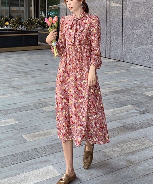 i-dare ワンピース 「i-dare」花柄 ボウタイ ワンピース : ZOZOTOWN