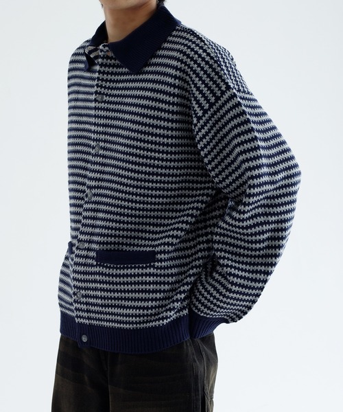 epnok カーディガン 「EPNK」Nuance border collar knit cardigan