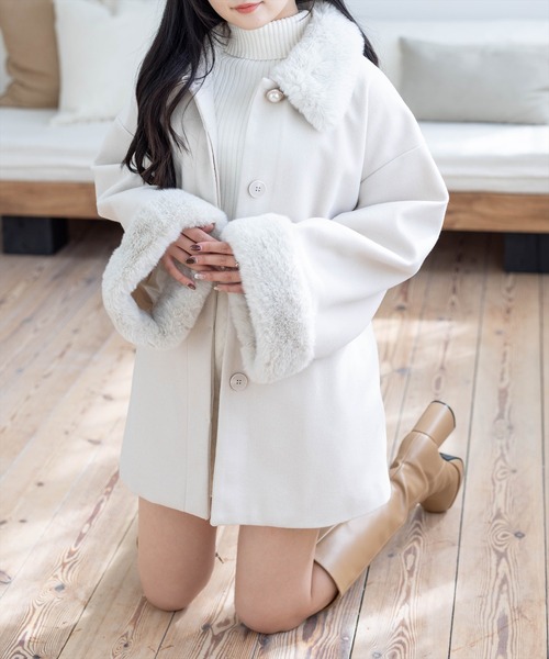 clear コート アウター ベルト付きミドルファーコート「大人