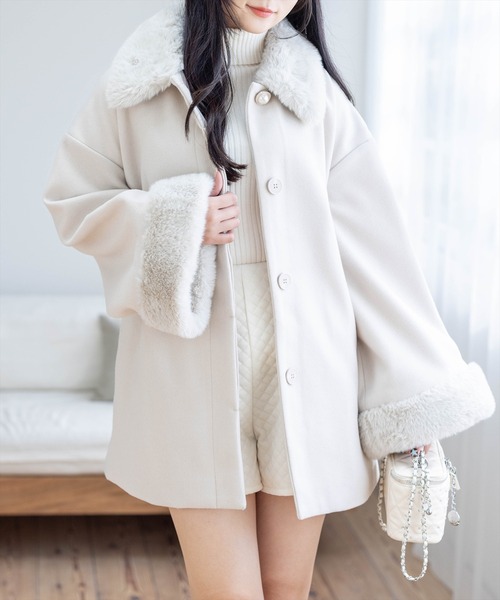 clear コート アウター ベルト付きミドルファーコート「大人