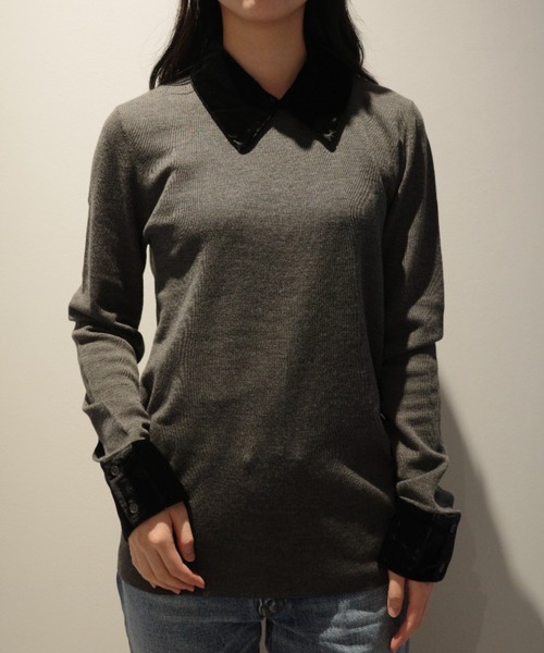 CLANE（クラネ） ニット セーター CLANE VELOR COLLAR KNIT TOPS