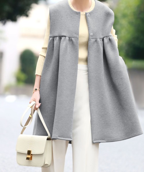 ひろりんnoa-ge ロングベスト キルティングジレ バッグ 美品noa-ge