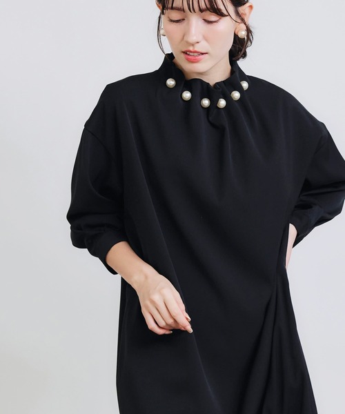 PICCIN PERLA ワンピース 襟ビッグパールワンピース : ZOZOTOWN Yahoo